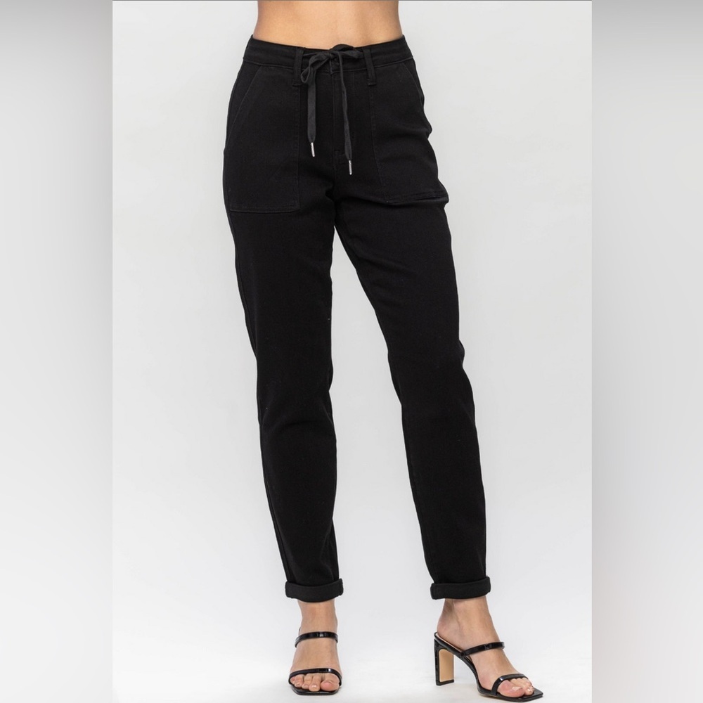 Judy Blue Jet Black Drawstring Jogger Jeans Plus Size 16W